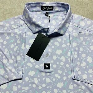 NWT Bad Birdie Baby Lush Core Performance Polo Shirt Mens M Purple Floral